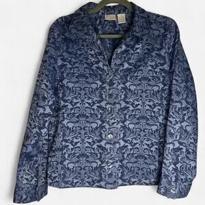 ERIKA Blue Damask Vintage 90s Blazer Jacket